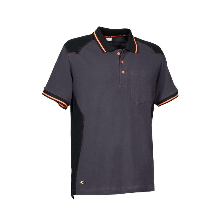 TUDELA-ANTHRACITE-ORANGE, polo t-shirt, δίχρωμο ανδρικό μπλουζάκι