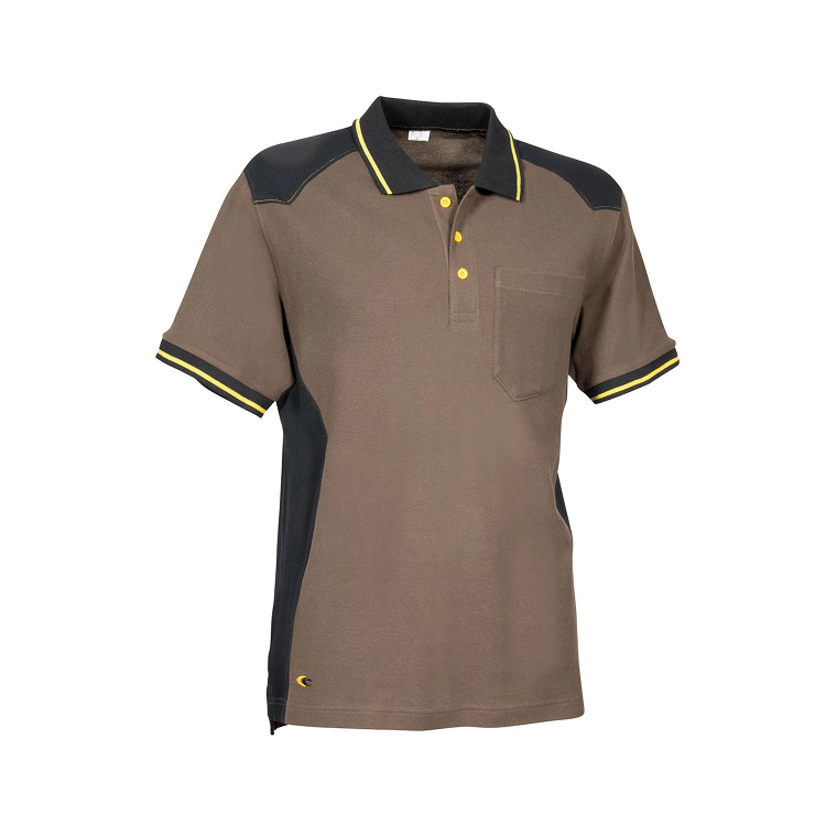 TUDELA-GLAY-BROWN-YELLOW, polo t-shirt, δίχρωμο ανδρικό μπλουζάκι
