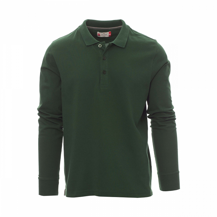 FLORENCE GREEN, σκούρο πράσινο μπλουζάκι, μακρυμάνικο, ανδρικό, πόλο γιακα