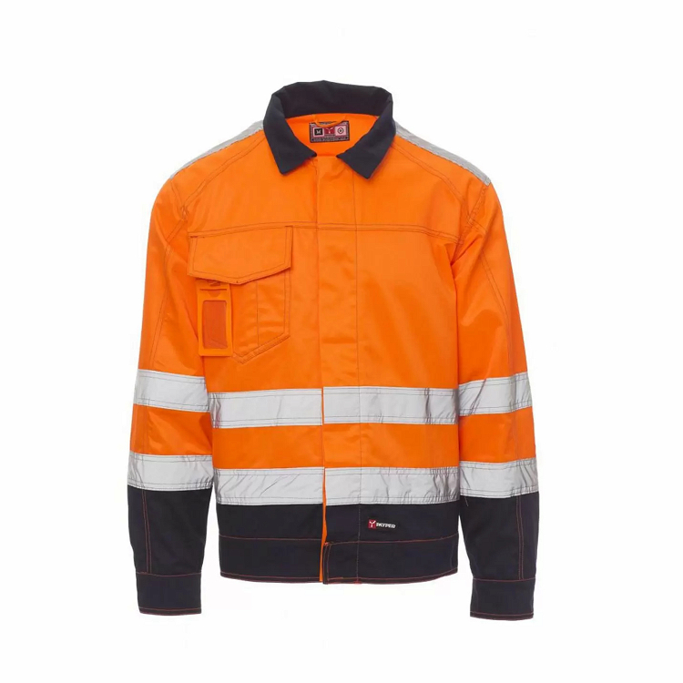 Σακάκι Υψηλής Ευκρίνειας Payper Safe από το Molossos Wear, χρώμα Fluo orange με Navy λεπτομέρειες.