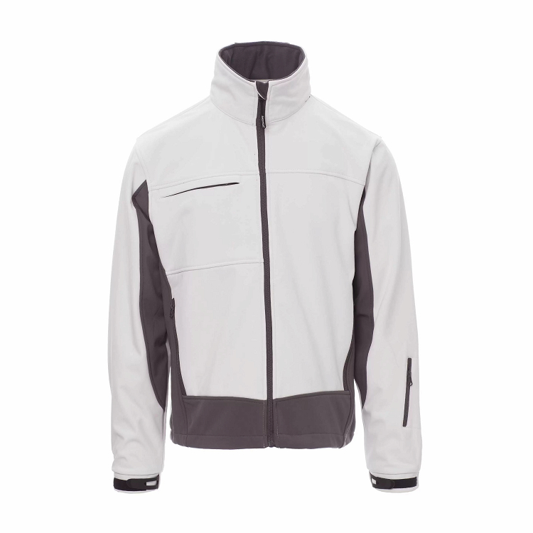 Ανδρικό Soft-Shell Payper Storm από το Molossos Wear. Ελαφρύ Μπουφάν, δίχρωμο Design, χρώμα White/grey.