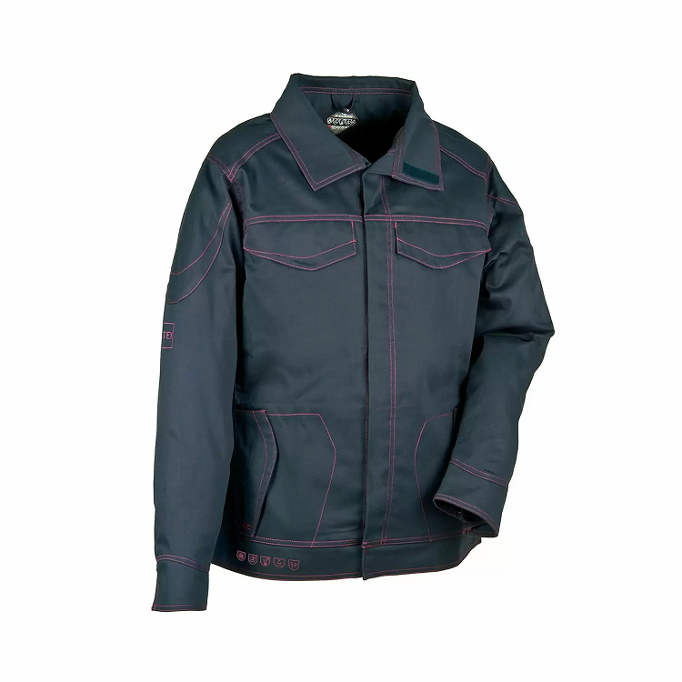 Βραδύκαυστο Σακάκι Εργασίας Cofra Hazard από το Molossos Wear, χρώμα navy με ραφές διαφορετικού χρώματος.